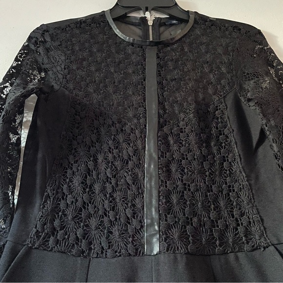 Lace faux leather  French Connection Black Sheer Jumpsuit size 6 - Picture 6 of 12